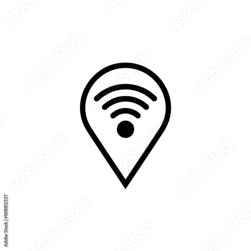 Wifi Location Pin Icon Illustration Representing Wireless Connectivity Network Access Point on White Background Vector Design
