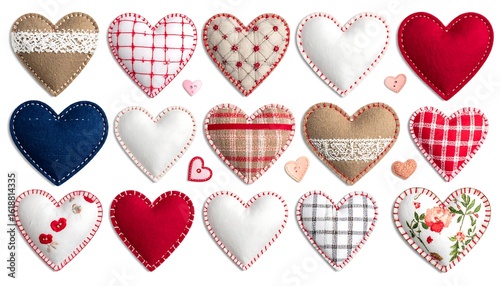 Heart-shaped fabric patchwork collection