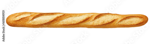 Delightful crisp baguette isolated on a clean white background showcasing rustic French baking artistry in ultra-realistic detail