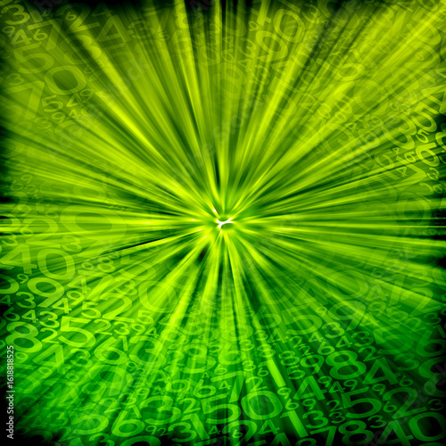 blur small and large numbers stacked on speed and laser on gradient green and yellow and black background, decor, fashion, business, lucky, maths, copy space