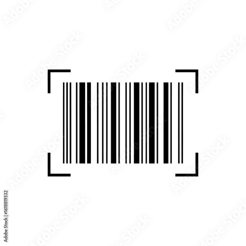 Barcode Image Featuring Black Stripes and Framing Corner Elements for Product Identification and Retail Applications with White Background