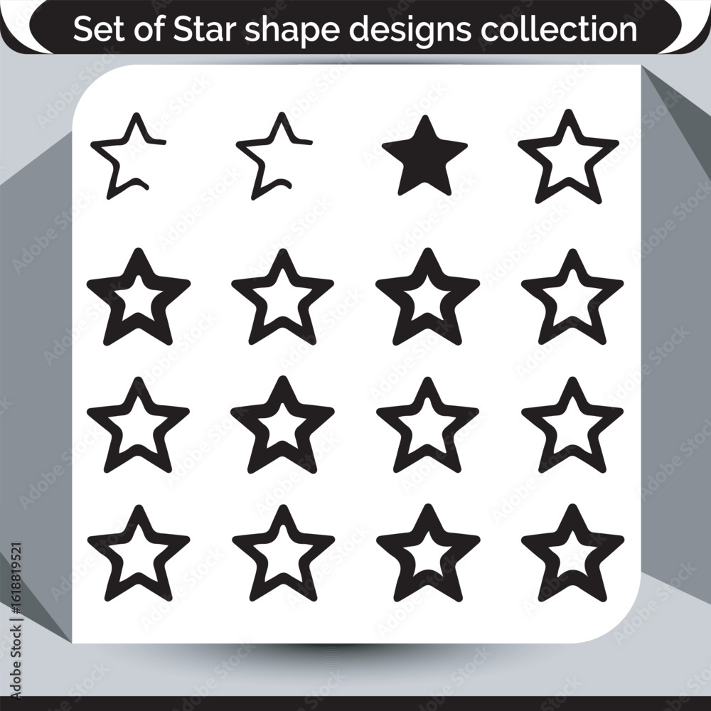 Fototapeta premium Star Shape Designs Collection Set for Creative Projects and Graphic Design with Varied Outlines and Solid Styles