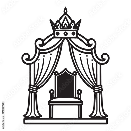 Majestic Queen's Canopy Throne: Regal, Ornate, Symbolic Grandeur