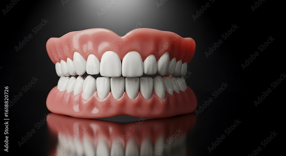 Obraz premium Realistic Denture Set for Dental Prosthetics and Oral Care Education