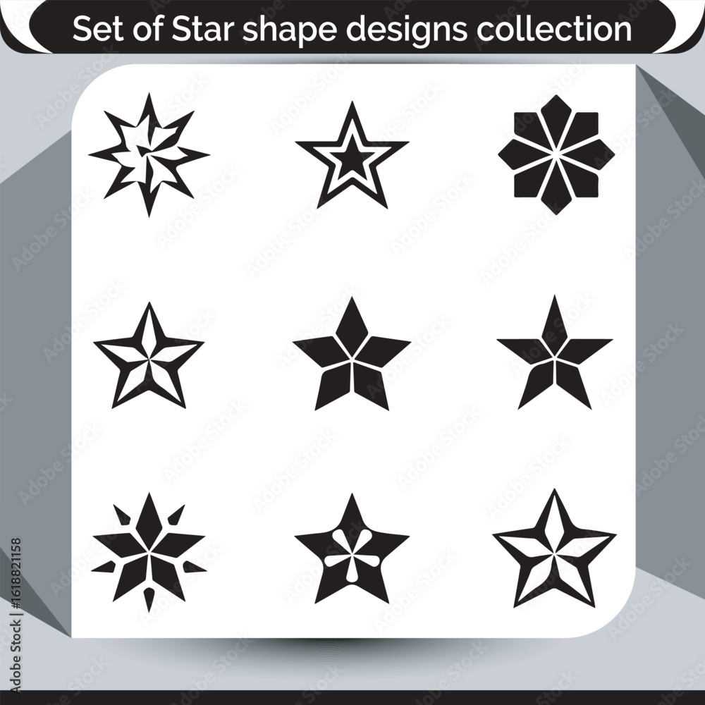Obraz premium Star Shape Designs Collection A Versatile Set of Star Illustrations and Vector Graphics Featuring Unique Star Shapes
