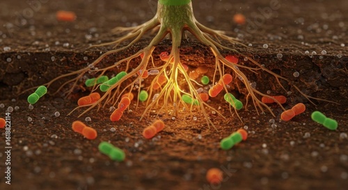 Microscopic View of Plant Roots and Soil Bacteria Interacting in a Natural Environment