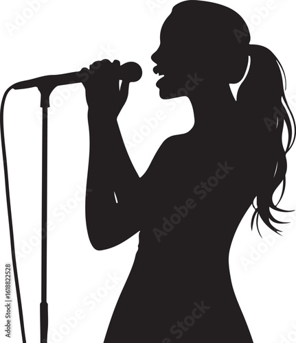 Female Singer holding microphone silhouette
