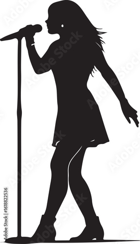 Female Singer holding microphone silhouette