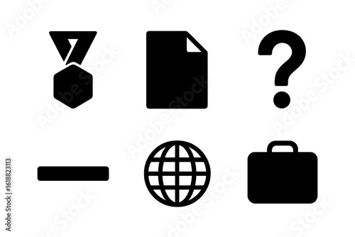 Collection of business and symbol icons in minimalist style