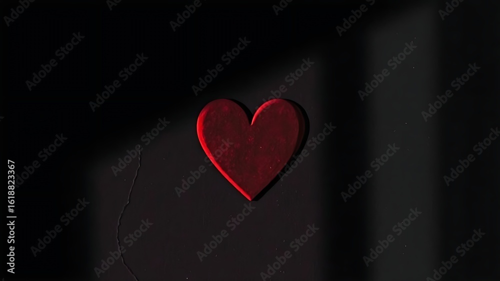 Obraz premium A striking red heart against a dark background, representing deep emotions and passion.