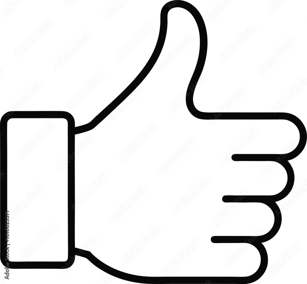 Minimal line icon of a thumbs up hand black outline isolated on transparent background Minimal line icon of a thumbs up hand black outline isolated on transparent background