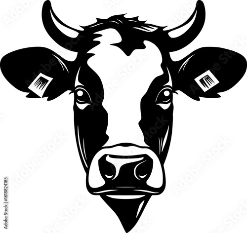 Cow - Black and White Isolated Icon - Vector illustration