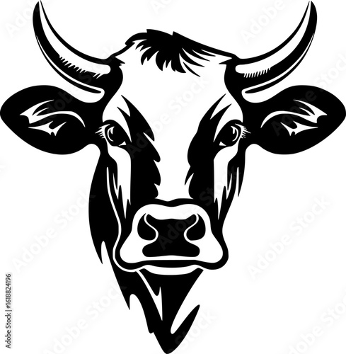 Cow | Black and White Vector illustration