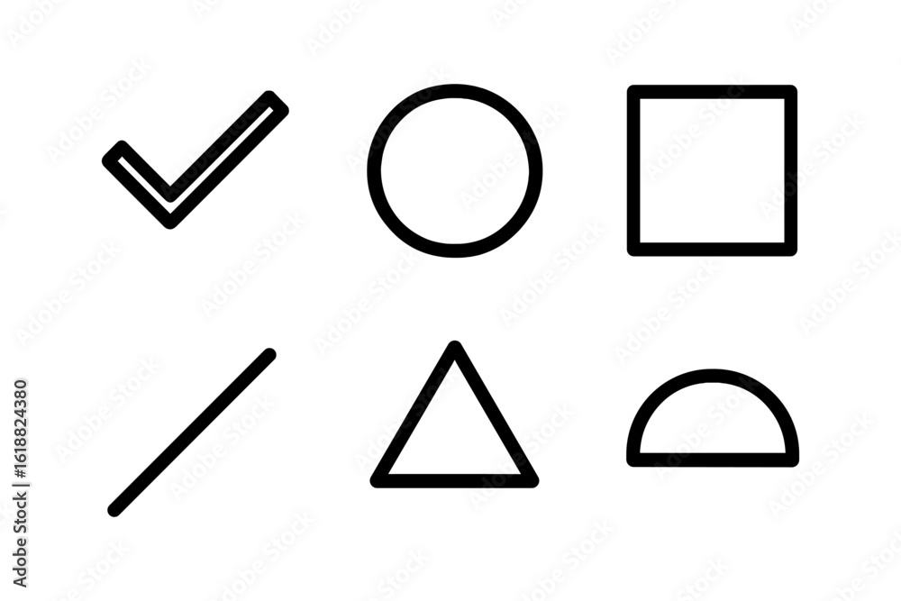 Minimalist geometric shapes collection in simple line style Minimalist geometric shapes collection in simple line style