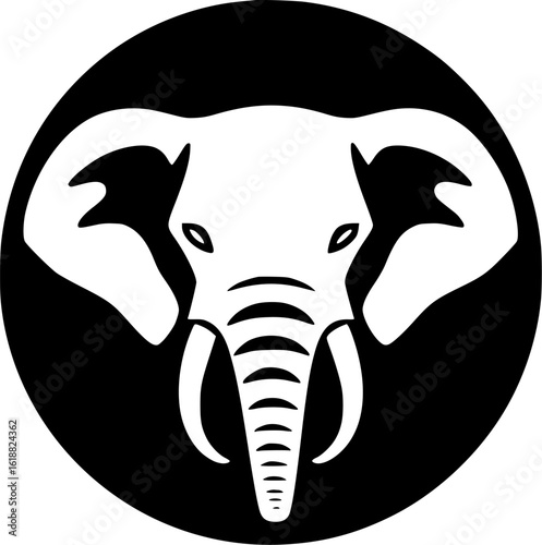 Elephant - Black and White Isolated Icon - Vector illustration