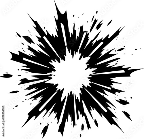 Explosion - Black and White Isolated Icon - Vector illustration