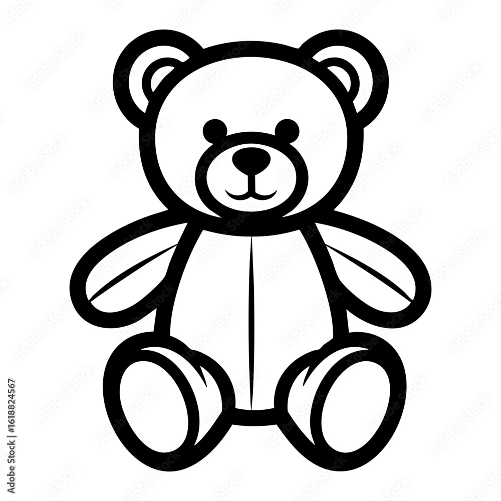 Obraz premium Teddy Bear Mascot Silhouette Vector Logo - Plush Toy Character Design with Cuddly Appeal