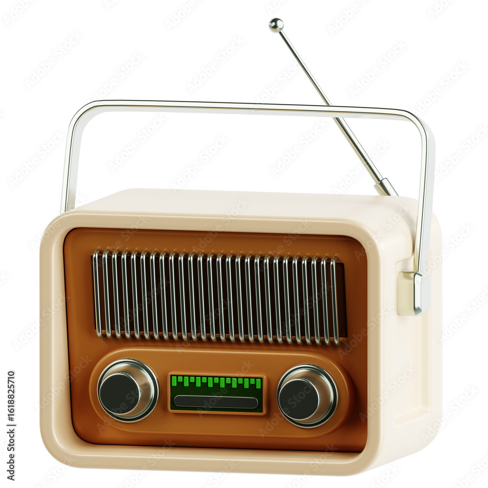 Fototapeta premium retro radio isolated on white,3D