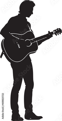 Musician playing guitar silhouette