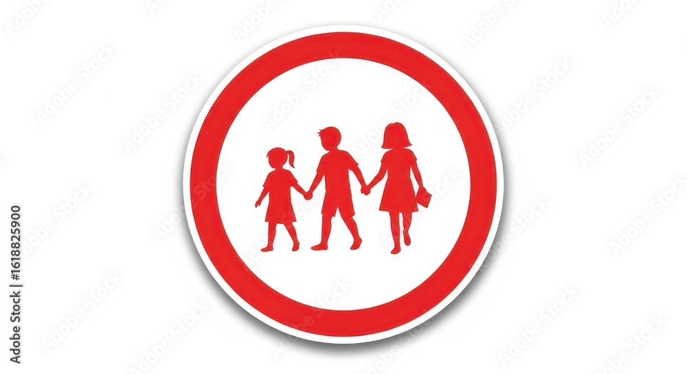 Family silhouette inside red oval isolated on white background Family silhouette inside red oval isolated on white background