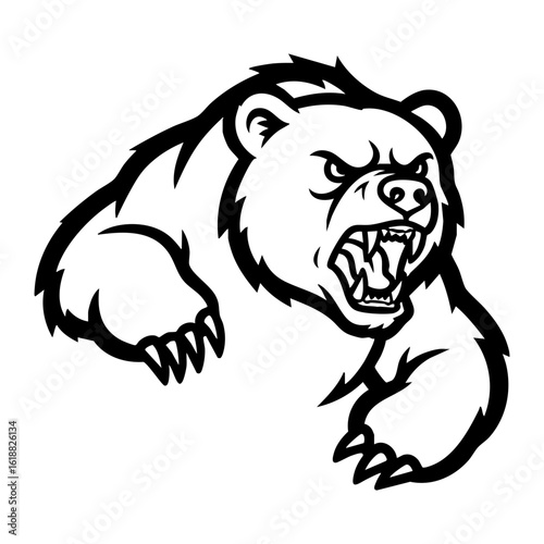 Fierce Angry Bear Mascot Silhouette Vector Logo - Aggressive Character with Intimidating Expression