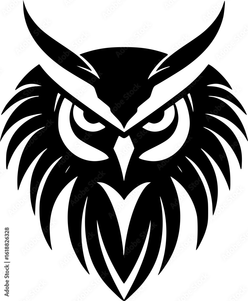 Fototapeta premium Owl | Black and White Vector illustration