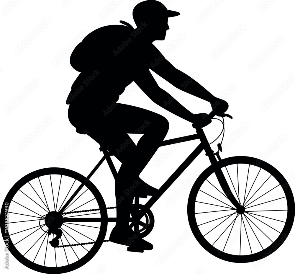 Naklejka premium Silhouette cyclist riding bicycle