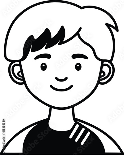 student avatar flat vector line art white background focused