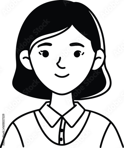 student avatar flat vector line art white background relaxed face