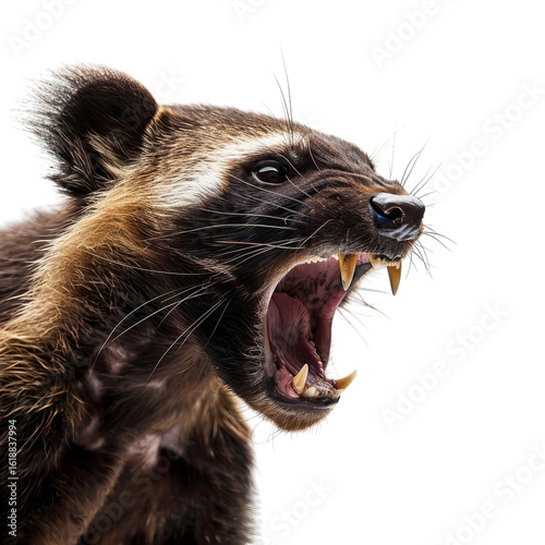 Wallpaper Mural A fierce wolverine displaying its sharp teeth and intense expression, showcasing the raw power of this wild animal. Torontodigital.ca