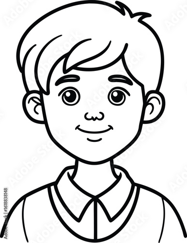 student avatar flat vector line art white background shy look