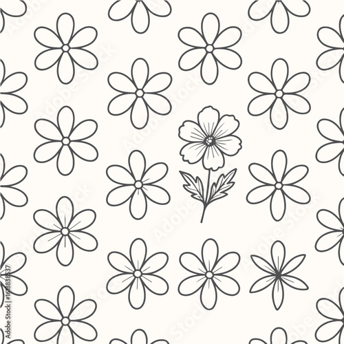 Seamless floral pattern with colorful spring flowers, a beautiful vector illustration for textile design or vintage decor