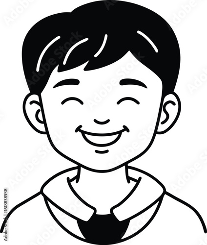 student avatar flat vector line art white background curious eyes