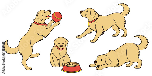 Golden retriever art illustration