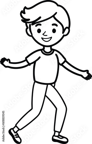 student avatar flat vector line art white background relaxed pose