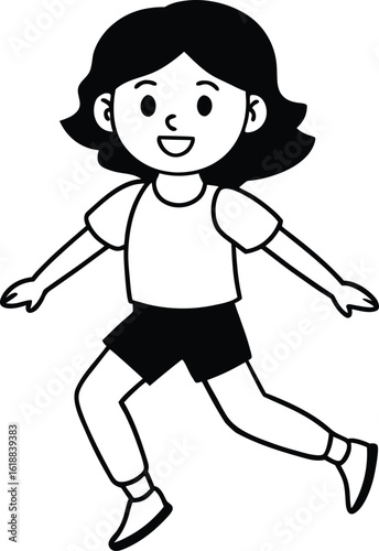 student avatar flat vector line art white background shy smile