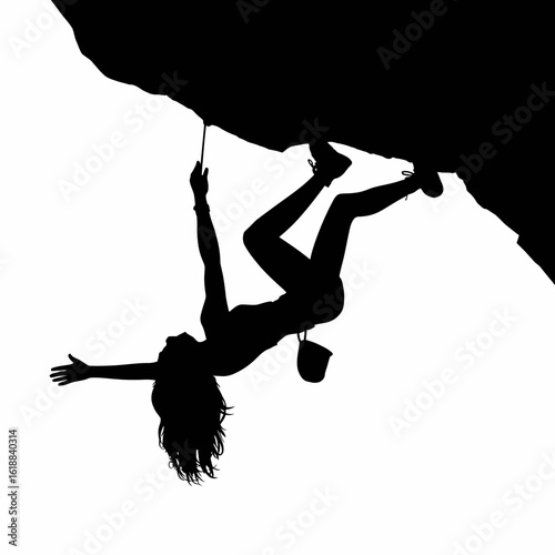 Climber Silhouette Against White Background