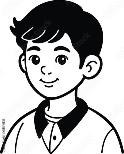 student avatar flat vector line art white background gentle laugh