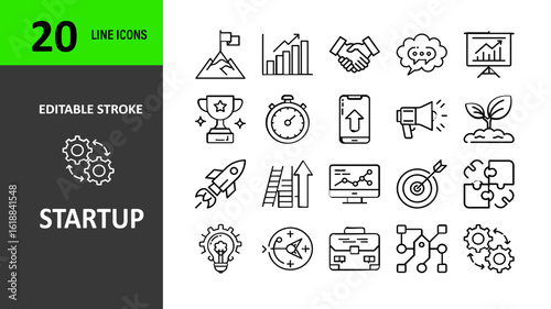 Startup business 20 icon set editable illustration