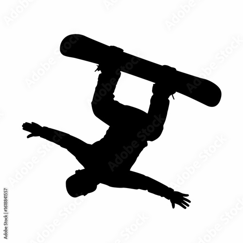 Snowboarder Performing an Aerial Trick Silhouette