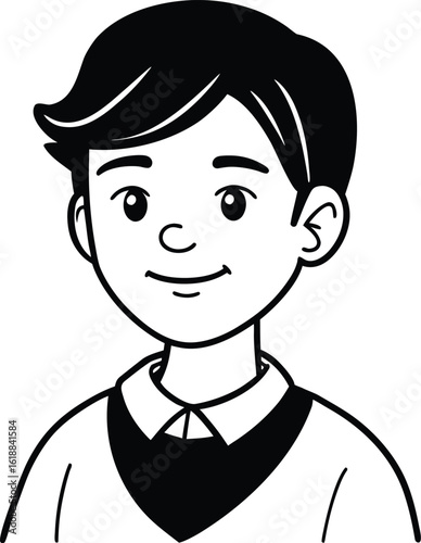 student avatar flat vector line art white background surprised glance