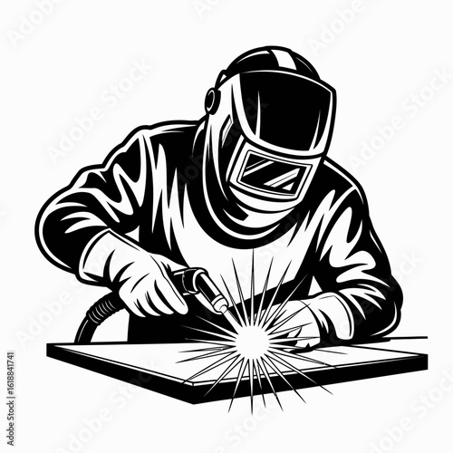 Welder at Work Metal Welding Action Illustration