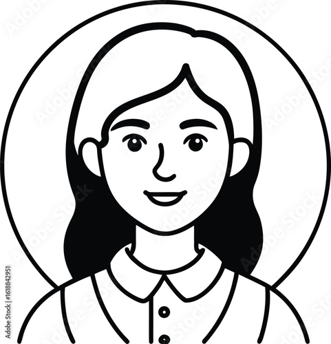 student avatar flat vector line art white background thoughtful look