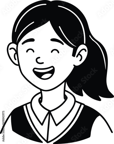 student avatar flat vector line art white background curious eyes