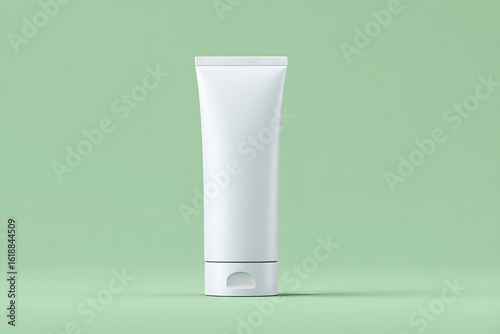 Airless cosmetic pump tube render minimalist design studio environment product mockup