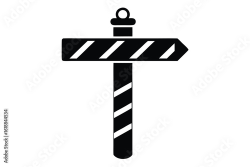 north pole signpost icon with snow and candy cane