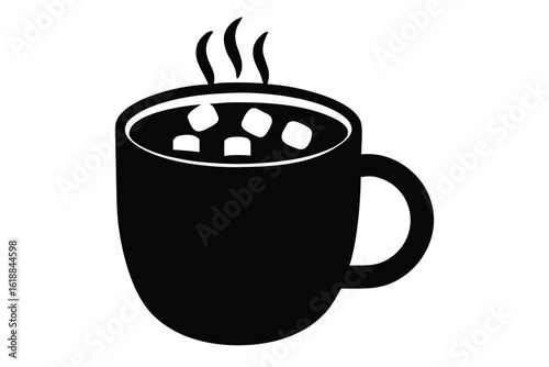 hot cocoa mug vector icon with marshmallows and s