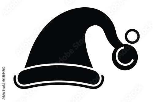 elf hat vector icon with jingle bell tip