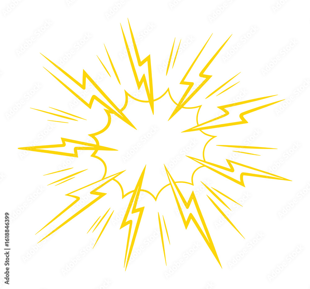 Fototapeta premium Yellow lightning burst explosion shape vector