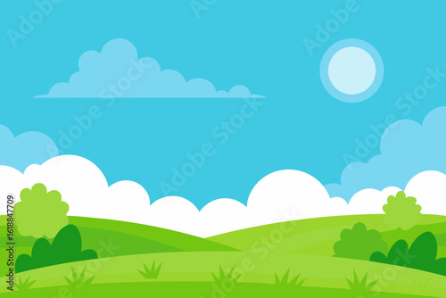 Playful Cheerful 2D Cartoon Background Scene Happy Colorful Illustration